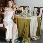 Cowl Neck Ivory Sheath Satin Wedding Dresses with Button Slit - Curvevia