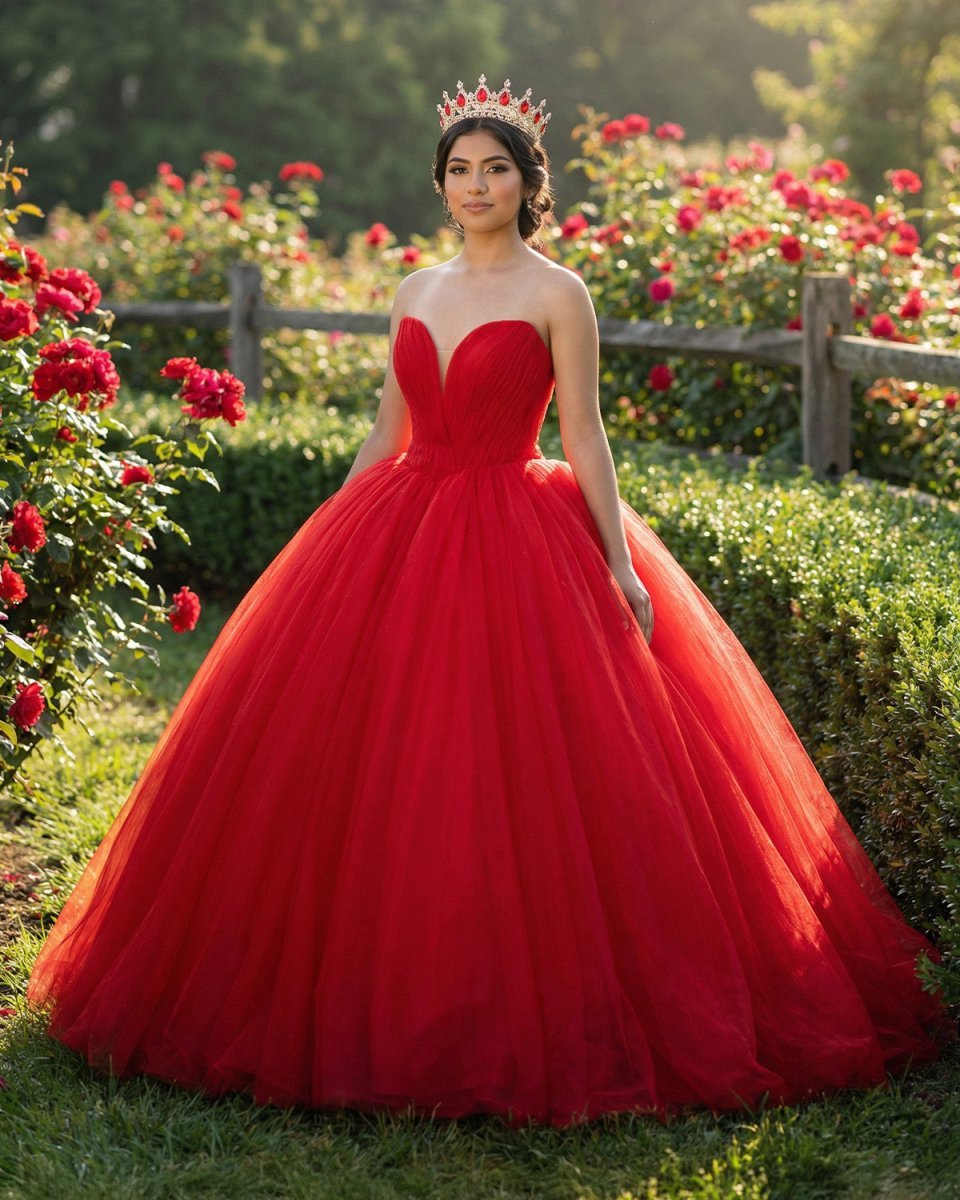 Quinceanera Dress Red Sweetheart Ruched  Prom Dresses Ball Gown - Curvevia
