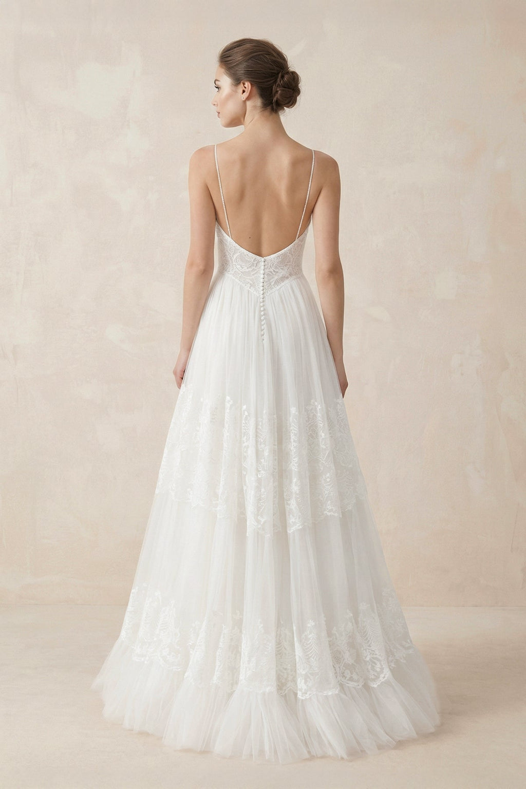 Simple A-Line V Neck Sleeveless Spaghetti Straps Beach Wedding Dresses - Curvevia