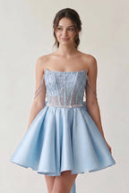 A-Line Pink Lace Off-the-Shoulder Bow-Back Short Wedding Guest Dress - Curvevia