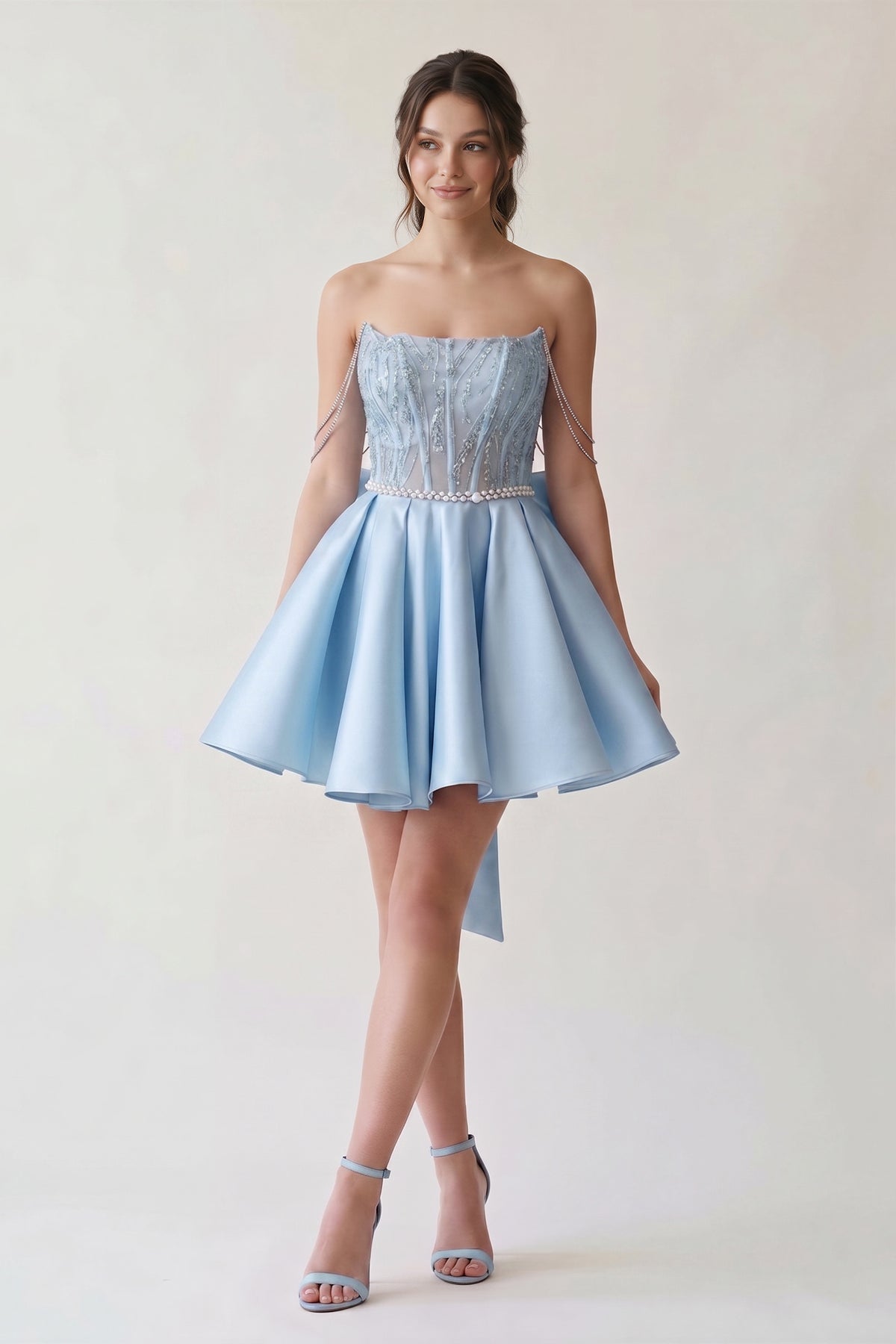 A-Line Pink Lace Off-the-Shoulder Bow-Back Short Wedding Guest Dress - Curvevia