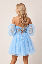 A-Line Pleated Tulle Wedding Guest Dress - Curvevia