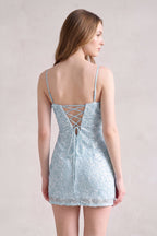 Yellow Bodycon Spaghetti Straps Short Homecoming Dress With Sequins - Curvevia