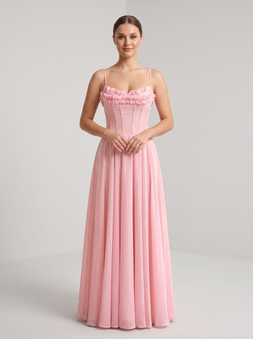 Petal Chiffon A-Line Sweetheart Backless Floor-Length Dress with Floral Print - Curvevia