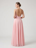 Petal Chiffon A-Line Sweetheart Backless Floor-Length Dress with Floral Print - Curvevia