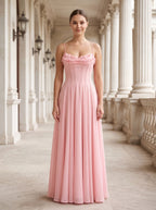 Petal Chiffon A-Line Sweetheart Backless Floor-Length Dress with Floral Print - Curvevia