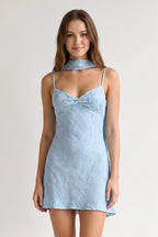 Red Jacquard Chiffon Cami Straps Sheath Homecoming Dress with Scarf - Curvevia