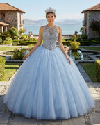 Sky Blue Quinceanera Dress Beaded Junior Prom Dress - Curvevia