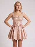 Pink Satin A-Line Sweetheart Back Zip Short Dress with Beaded Straps - Curvevia