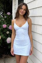 Sky Blue Spaghetti Straps Bodycon Tulle Embroidered Homecoming Dress - Curvevia