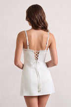 Sky Blue Spaghetti Straps Satin Sheath Homecoming Dress With Rhinestones - Curvevia