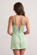 Sky Blue Spaghetti Straps Satin Sheath Homecoming Dress With Rhinestones - Curvevia