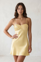 Sky Blue Spaghetti Straps Sheath Satin Homecoming Dress With Sequins - Curvevia