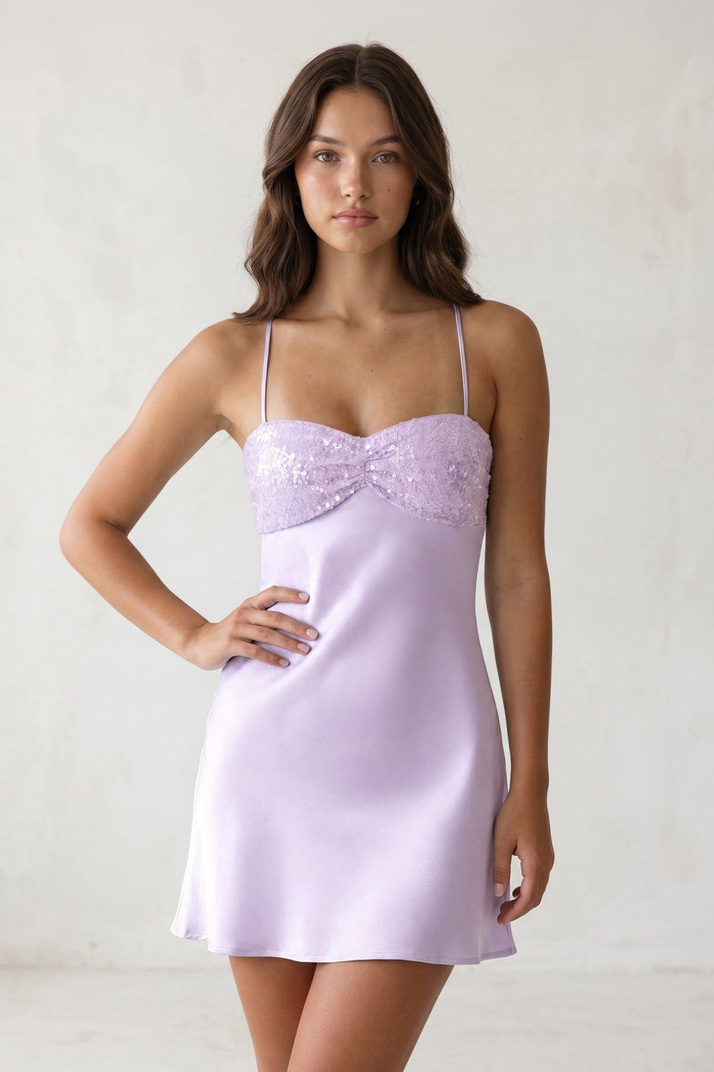 Sky Blue Spaghetti Straps Sheath Satin Homecoming Dress With Sequins - Curvevia