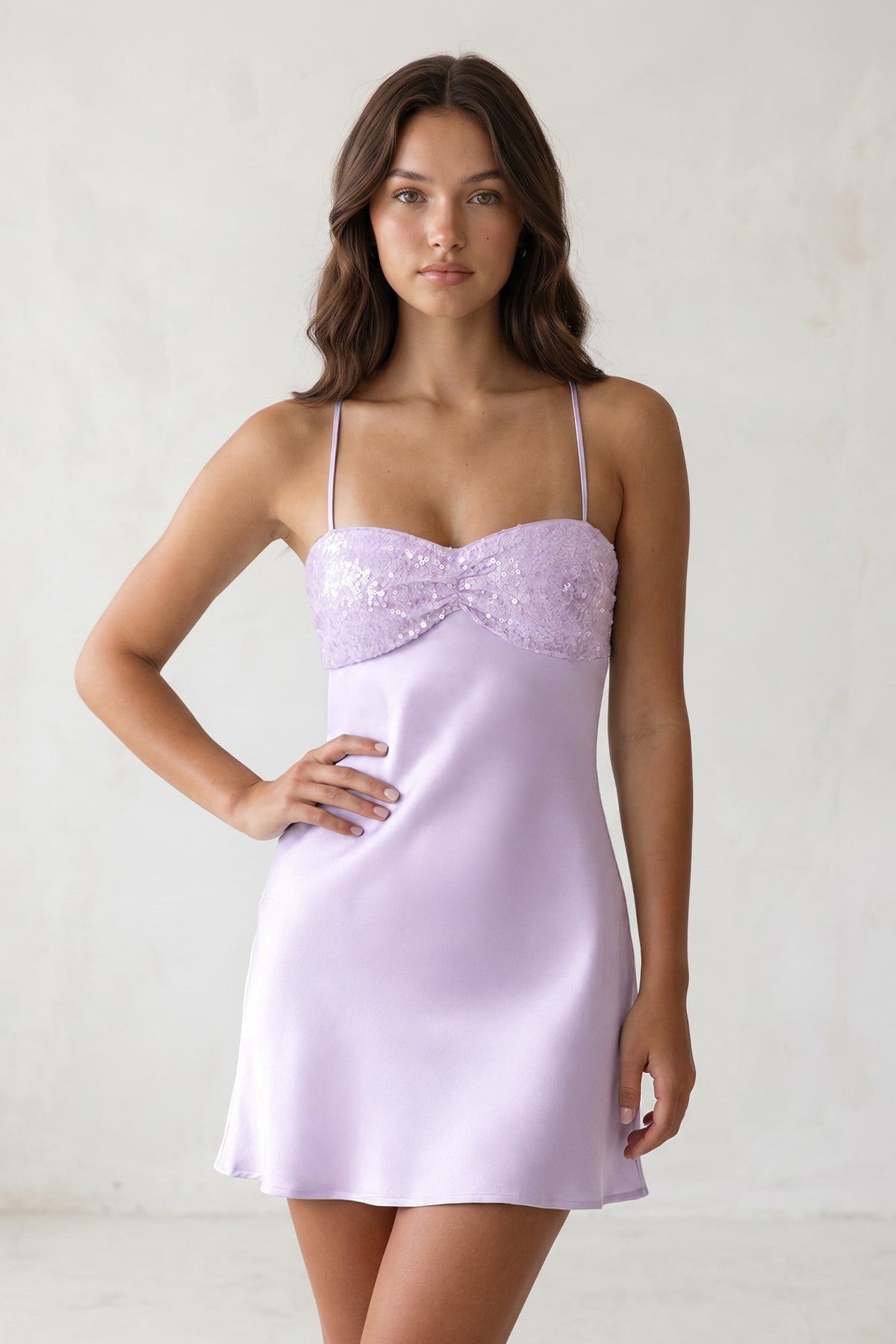 Sky Blue Spaghetti Straps Sheath Satin Homecoming Dress With Sequins - Curvevia