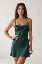 Sky Blue Spaghetti Straps Sheath Satin Homecoming Dress With Sequins - Curvevia
