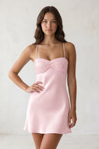 Sky Blue Spaghetti Straps Sheath Satin Homecoming Dress With Sequins - Curvevia