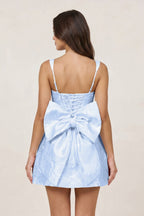 White - Square Neck A Line Short Homecoming Dresses With Bow - Curvevia