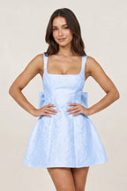White - Square Neck A Line Short Homecoming Dresses With Bow - Curvevia