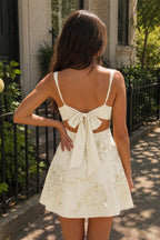 Sky Blue Square Neck Embroidered Flower Lace A-Line Homecoming Dress - Curvevia