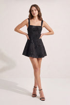 Sky Blue Square Neck Embroidered Flower Lace A-Line Homecoming Dress - Curvevia