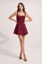 Sky Blue Square Neck Embroidered Flower Lace A-Line Homecoming Dress - Curvevia