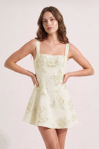 Sky Blue Square Neck Embroidered Flower Lace A-Line Homecoming Dress - Curvevia
