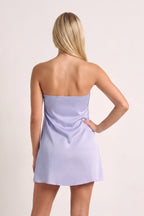 Sky Blue Strapless A-Line Satin Homecoming Dress with Ribbon - Curvevia
