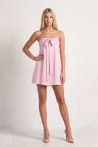 Sky Blue Strapless A-Line Satin Homecoming Dress with Ribbon - Curvevia