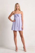 Sky Blue Strapless A-Line Satin Homecoming Dress with Ribbon - Curvevia