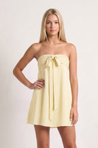Sky Blue Strapless A-Line Satin Homecoming Dress with Ribbon - Curvevia