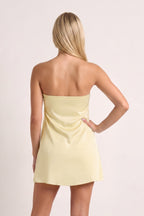 Sky Blue Strapless A-Line Satin Homecoming Dress with Ribbon - Curvevia