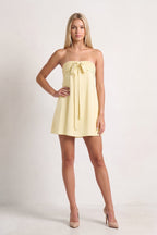 Sky Blue Strapless A-Line Satin Homecoming Dress with Ribbon - Curvevia