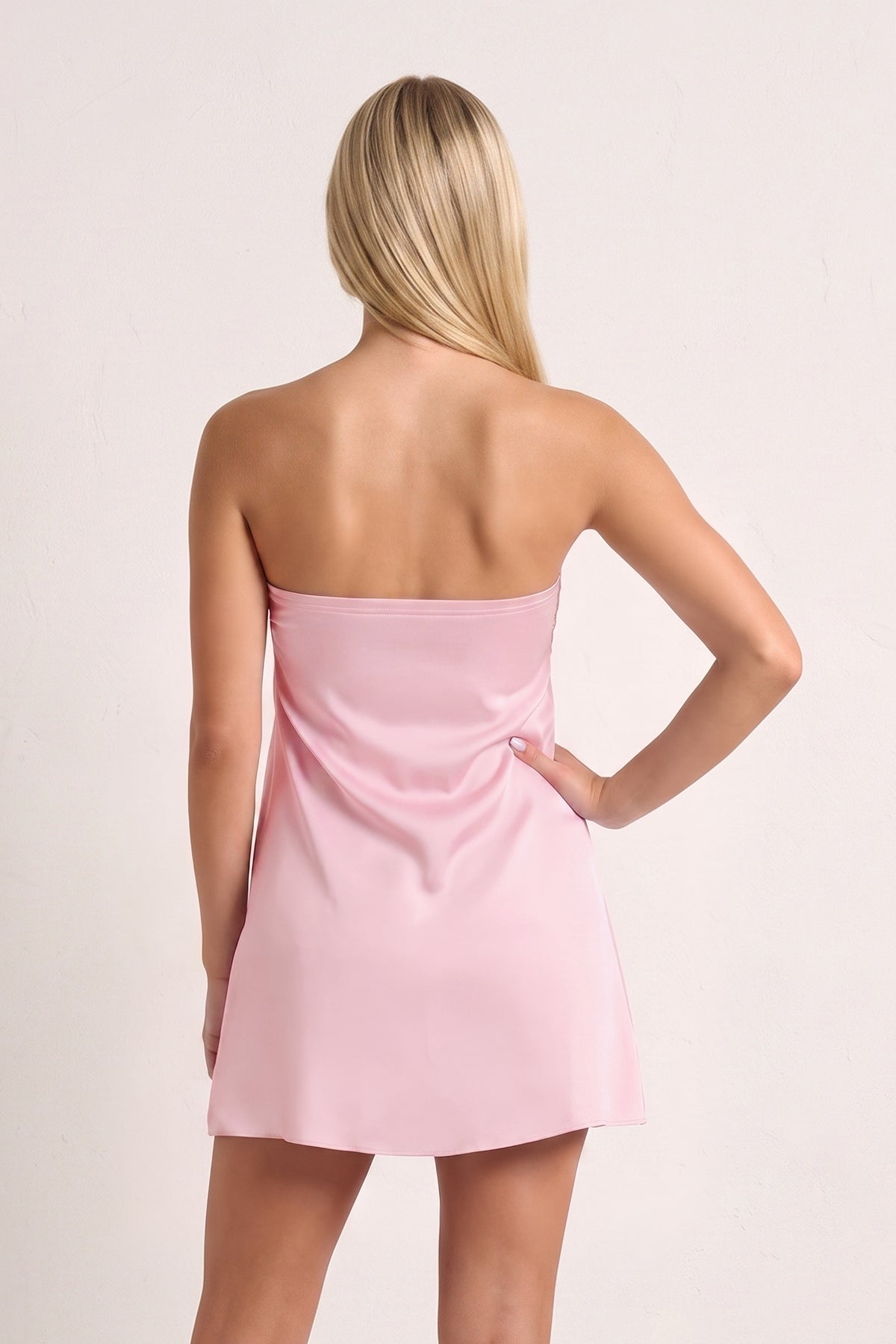Sky Blue Strapless A-Line Satin Homecoming Dress with Ribbon - Curvevia