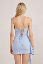 Yellow Strapless Spandex Bodycon Homecoming Dress With Slit - Curvevia