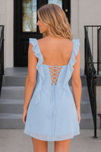 Lilac Sheath Chiffon V Neck Short Homecoming Dresses With Ruffles - Curvevia