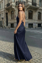 Yellow Sheath Spaghetti Straps Stain Long Evening Dress With Pearls - Curvevia