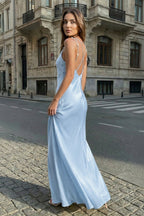 Yellow Sheath Spaghetti Straps Stain Long Evening Dress With Pearls - Curvevia