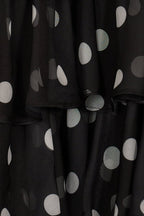 Black Strapless Sheath Polka Dots Chiffon Ruffled Evening Dress With Bow - Curvevia
