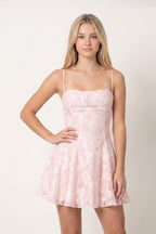 Spaghetti Straps A-Line Chiffon Jacquard Homecoming Dress - Curvevia