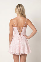 Spaghetti Straps A-Line Chiffon Jacquard Homecoming Dress - Curvevia
