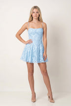 Spaghetti Straps A-Line Chiffon Jacquard Homecoming Dress - Curvevia