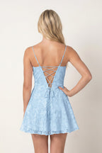 Spaghetti Straps A-Line Chiffon Jacquard Homecoming Dress - Curvevia