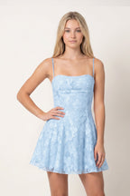 Spaghetti Straps A-Line Chiffon Jacquard Homecoming Dress - Curvevia