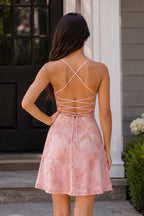 Spaghetti Straps A-Line Embroidered Tulle Homecoming Dress - Curvevia