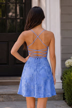 Spaghetti Straps A-Line Embroidered Tulle Homecoming Dress - Curvevia