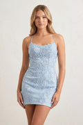 Sheath Spaghetti Straps Lace Short Homecoming Dresses - Curvevia