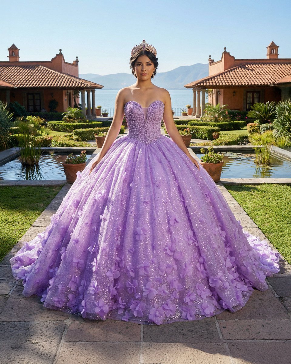 Quinceanera Dress Beading Appliques Strapless Sweetheart Ball Gown - Curvevia