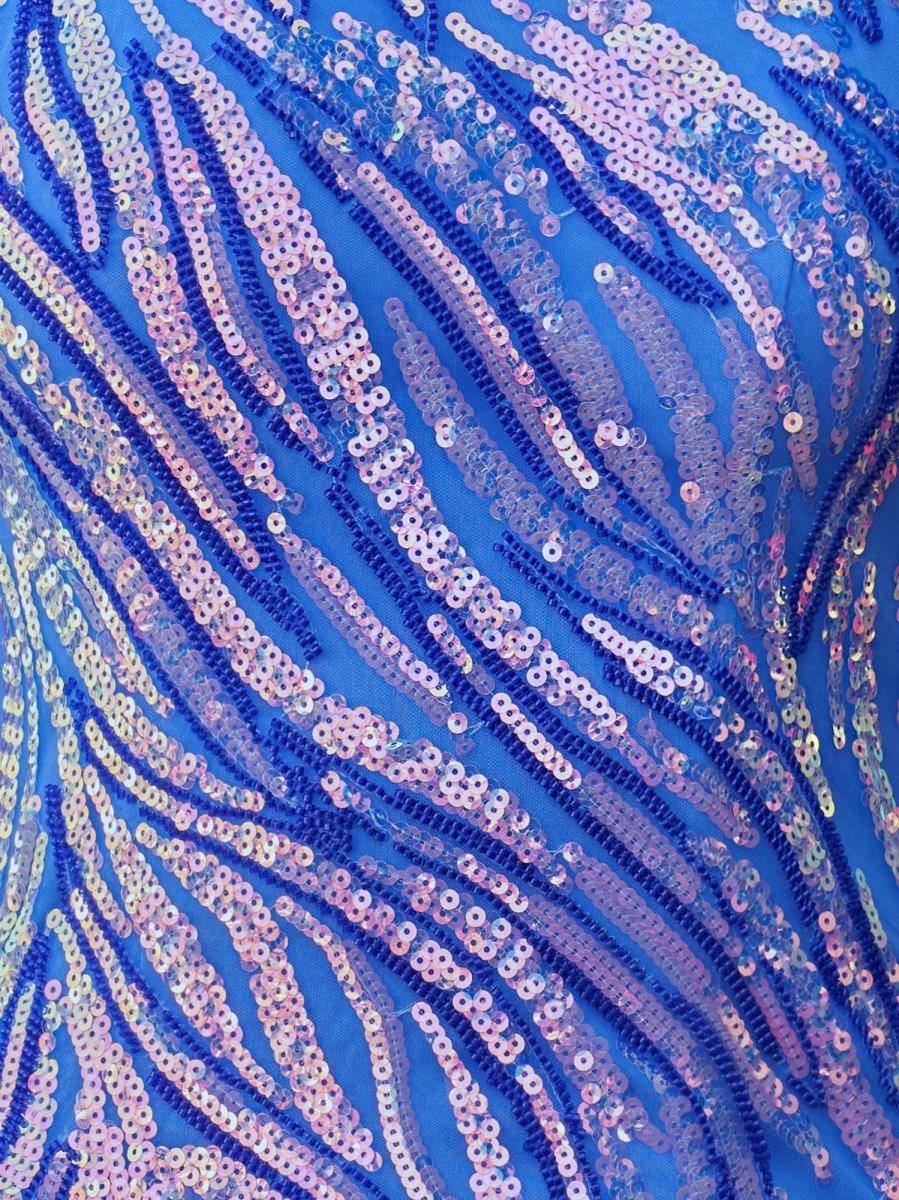 Sparkly Blue One Shoulder Sequins Mini Party Dresses with Fringes - Curvevia