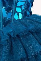 Sparkly Champagne Sweetheart A-Line Tulle Tiered Homecoming Dress - Curvevia